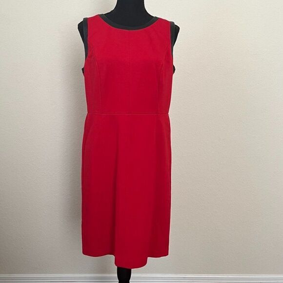 TALBOTS Knitted Red Women's Sheath Dress with black edging, sleeveless, size 6 - Picture 1 of 14